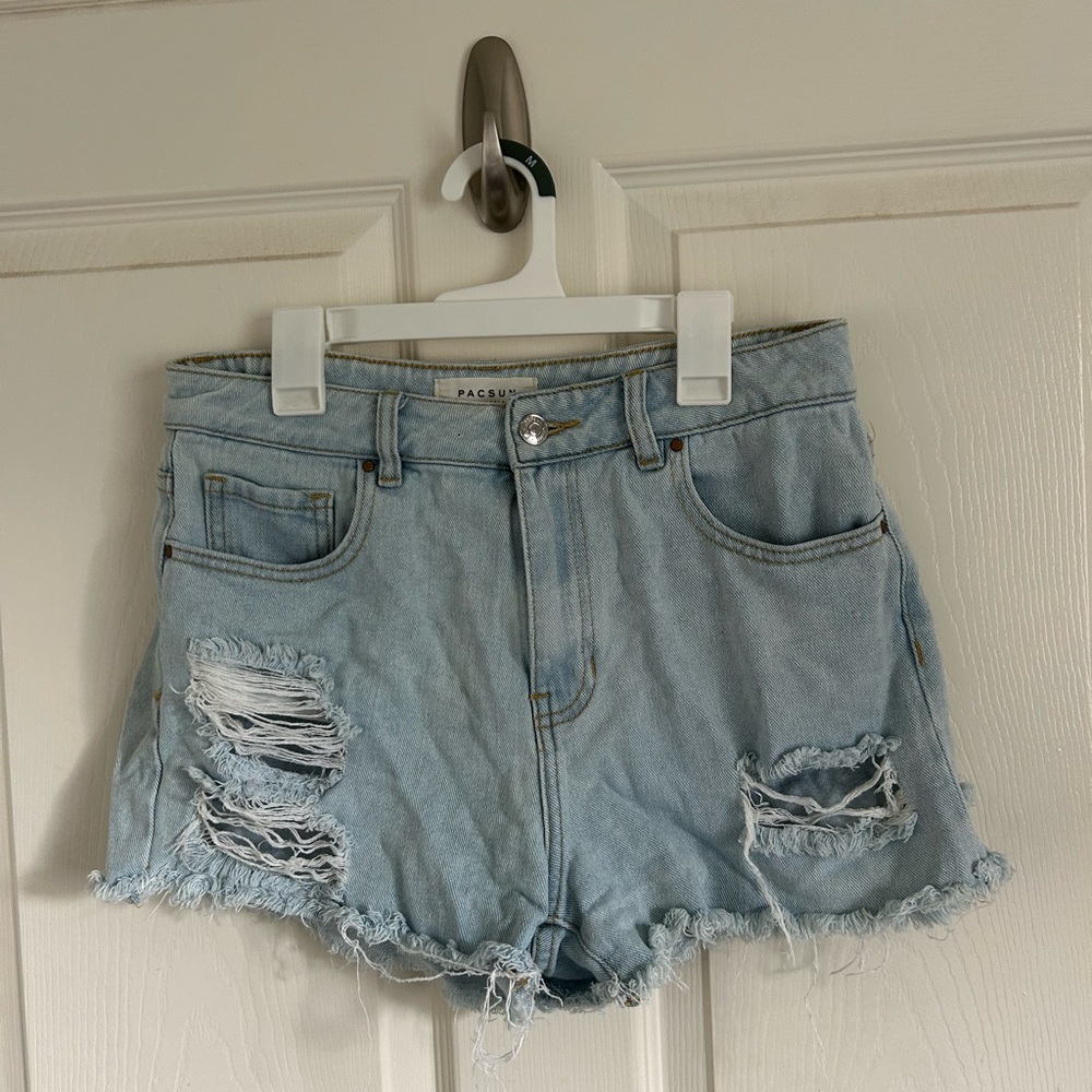 PacSun Light Blue Distressed Denim Shorts